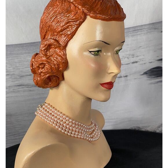 Pink Pearl Necklace Multi Strand Choker Statement Faux - Picture 2 of 16